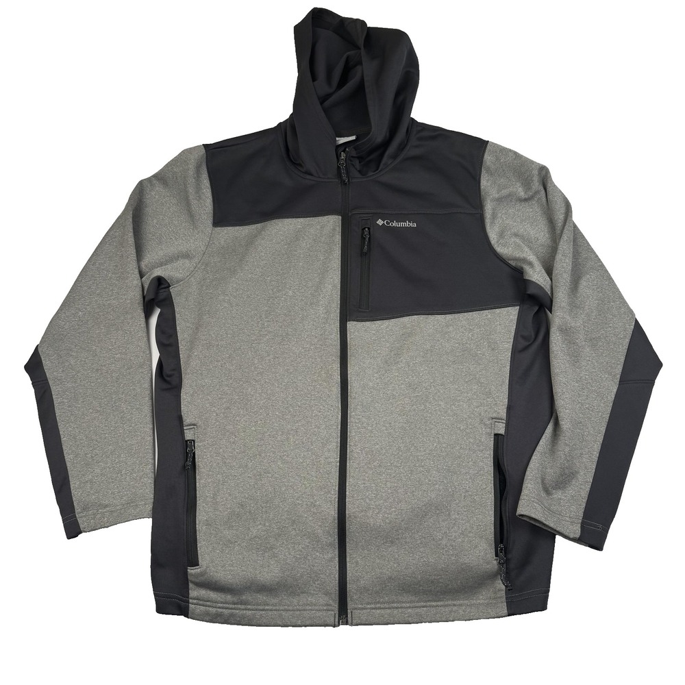 Columbia Jacket Mens Large Gray Hooded Full Zip Hiking Outdoor XM0672